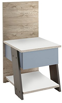 FMD Möbel Nona 3 Nachttisch, Holz, sandeiche/weiß/Lava/blau, 34 x 39 x 69.5 cm