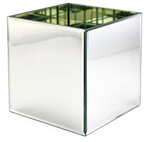 Serene Spaces Living Gatsby Beveled Mirror Vase, Clear Square Glass Mirror Vases for Wedding Decor and Events, Perfect for Restaurants, Spas and Home Decor Space, Measures 5 H x 5 SQ