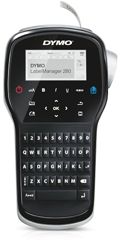 DYMO LabelManager Etiquetadora | Impresora de Etiquetas portátil Recargable con Teclado QWERTY | Incluye Cinta de Etiquetas D1 en Blanco y Negro (12 mm) | para el hogar y la Oficina (Enchufe UE)