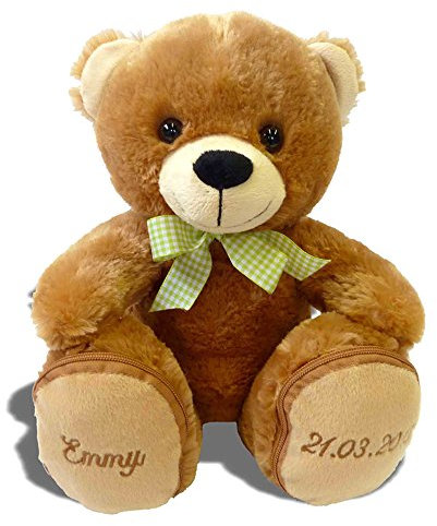 Plüschbär Emmy individuell bestickt 30cm hoch knuddeliges Stofftier personalisiert mit eigenen Daten, Geschenk mit Namen personalisierter Bär, Plüschtier mit Bestickung Teddy zur Geburt | BärEmmy1