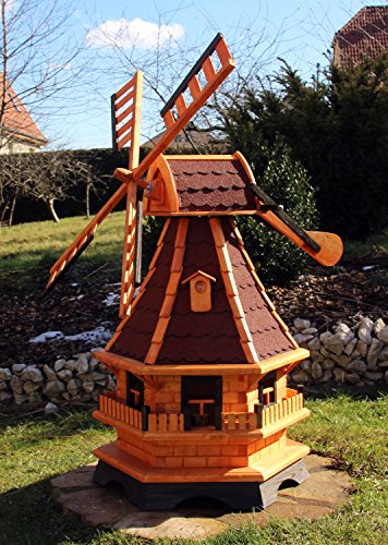 Moulins à vent, moulin à vent Type bois avec girouette 18et éclairage solaire LED Grand rouge