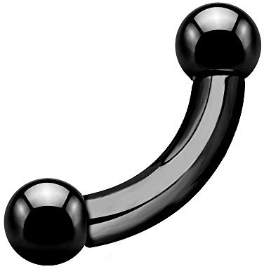 Treuheld® | GROßE Piercing BANANE - Schwarz - 18 Größen: 2, 2.5, 3, 4, 5, 6 mm - 316L Chirurgenstahl Stahl - Septum, Nippel, Ohr, Nase, Brust, Intim - Curved Barbell - KUGELN zum Schrauben - dick fett
