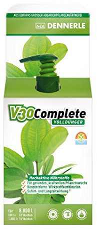Dennerle V30 Complete, Volldünger für Aquarienpflanzen 4459 - Wasserpflanzen Dünger für Süßwasser Aquarien, 250 ml