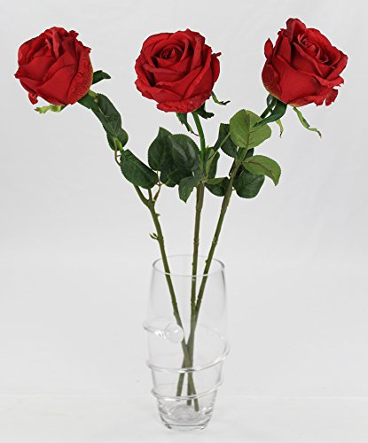 DECOLINE Kunstpflanze Rose - 3 Stück rot