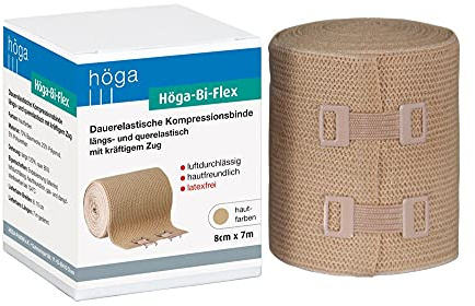 Höga Bi-Flex Sportbinde,dauerelastische Kompressionsbinde längs- und quer elastisch - 8 cm x 7 m gedehnt