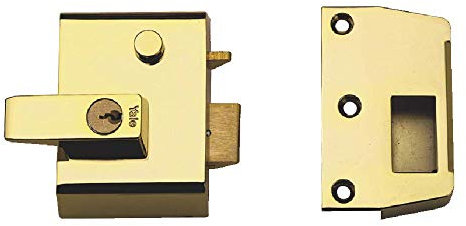 Yale B-2-BLX-PB-40 Double Locking Nightlatch, 40 mm Backset, Brass Finish, High Security, can be Locked from Inside with Key, Brasslux