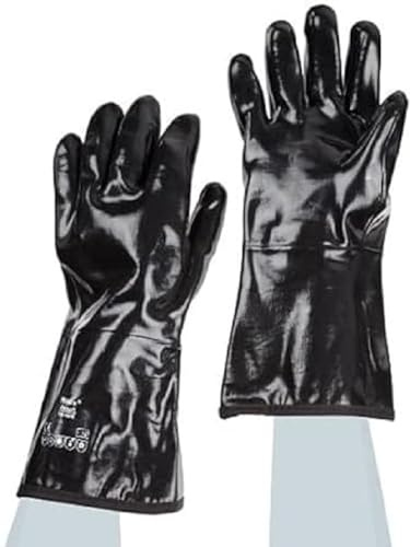 Ansell AlphaTec 09-022 Chemikalien Schutzhandschuhe, Neoprenhandschuh, Flüssigkeitsschutz, Chemische Belastbarkeit, Chemie-Arbeitshandschuhe Damen Herren, Schwarz, Größe XL (12 Paar)