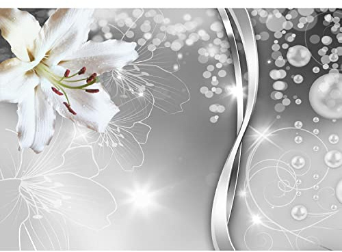 Runa Art Fototapete Blumen Lilien 352 x 250 cm Vlies Tapeten XXL Moderne Wandtapete Wohnzimmer Schlafzimmer Schwarz Weiss 9077011c