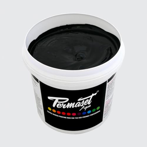 Permaset Aqua - Tinta para serigrafía textil (1 L, ecológica, color negro)