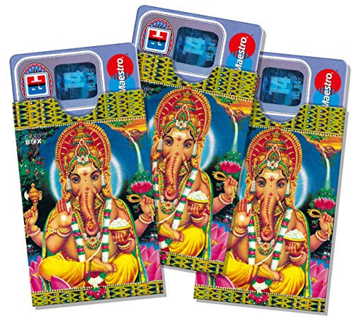 Kartenhüllen für Indien-Fans - Motiv: Ganesha - /// (3) er Set /// Hüllen für Karten Aller Art im Scheckkartenformat aus hochwertigem Bilderdruckkarton