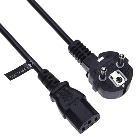 Kaltgerätekabel Netzkabel Stromkabel Kompatibel mit LG 32LD450 & 37LH4010 TV CEE 7/7 (90° gewinkelt) auf Kaltgeräte-Buchse C-13 | Netzstecker Anschlusskabel 250v Leitung (3m)