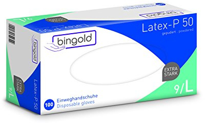 Einweghandschuhe Latex-P 50 weiß, gepudert, Größe L, 10x100-er Pack