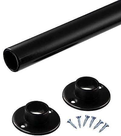 Gedotec Armario tubo acero inoxidable ropa negra barra redonda armario para ropa armarios armario | 1300 mm redondo | Tubo muebles Ø 20 mm | Acero inoxidable negro - riel de armario vintage - 1 pieza