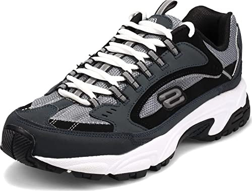Skechers Sport Men's Stamina Nuovo Cutback Lace-Up Sneaker,Charcoal/Black,13 2E US