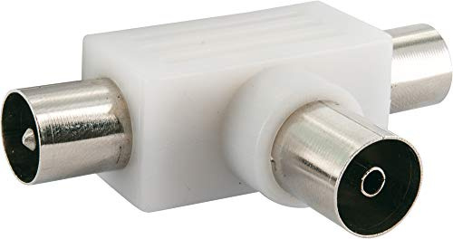 SCHWAIGER -ASV25 532- Aufsteckverteiler 2-Fach TV für Kabel- und Antennenanlagen/ 1x IEC-Buchse > 2X IEC Stecker/weiß