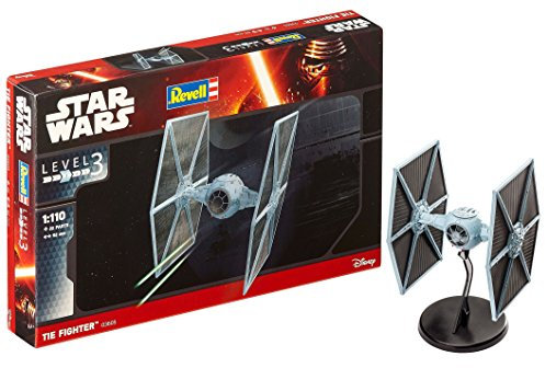 Revell Star Wars TIE-Fighter Modellbausatz I Maßstab 1:110 I Inkl. Pilotenfigur, beweglicher Cockpitluke, fein gravierte Oberflächen. Geeignet ab 10 Jahren I Ideal für Sammler und Star Wars Fans I Mit Displayständer, Bauanleitung, Abziehbildern