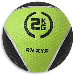 AMAYA SPORT Medicinsk boll High Grip Gummi - 2 kg, Slam Ball-gummi Anti-Slider, Bekväm Grip Wall Ball och måttlig båt för Fitness Träning