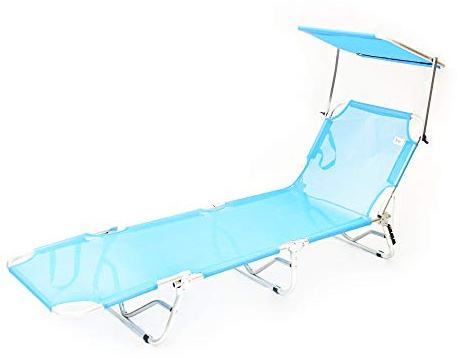 Huatong stc0691 Tumbona con Parasol, textilene, Celeste, 189 x 59 x 27 cm