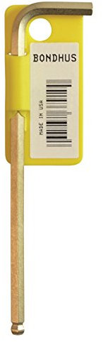Bondhus 38066 Tagged and Barcoded 5.5mm Ball End Tip Hex Key L-Wrench with GoldGuard Finish, 124mm