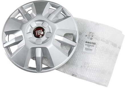 Enjoliveur original Fiat, 15, avec emblème rouge de Fiat et anneaux de fixation 1374086080