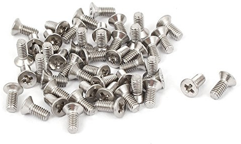 sourcing map 50 Stück Phillips Senkkopfschrauben M2,5x 6mm Edelstahl Flach Senkkopf Schrauben Kreuzschlitzschrauben