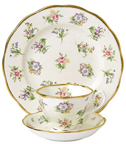 Royal Albert 100 Years 1900 Teetasse, Untertasse und Teller, 20,3 cm, mehrfarbig, 3-teilig Teetasse, Untertasse, Teller 8 Frühlingswiese
