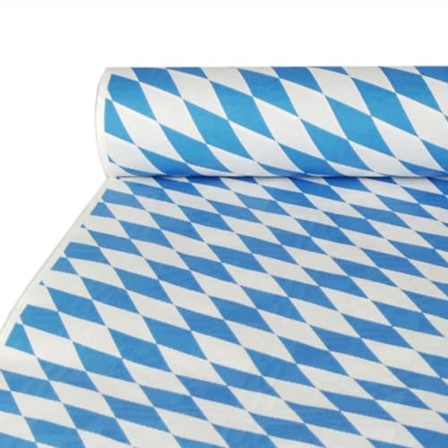Papstar Papiertischtuch / Tischdecke mit Damastprägung Bayrisch Blau, (20 Stück), 10 x 1m, für Haushalt oder Outdoor-Events, für Bierbank, bequem zuschneidbar, #12543
