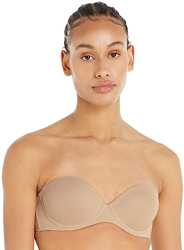 Calvin Klein Damen Trägerloser BH Strapless Push Up Stretch, Beige (Sand Dune), 80D