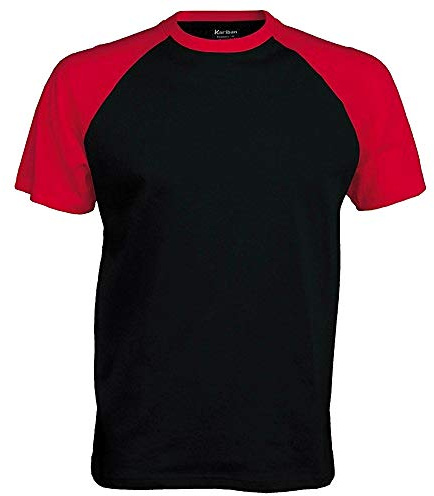 Kariban T-Shirt de Baseball à Manches Courtes pour Homme (S) (Noir/Rouge)