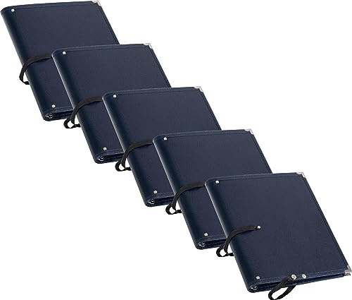 5x Classic Cantabile Notenmappe Deluxe - Chormappe für Musiknoten - Notenordner aus Kunstleder - Für Notenblätter bis DIN A4 - Musikordner mit Innentasche - Mappe mit Schutzecken - Blau