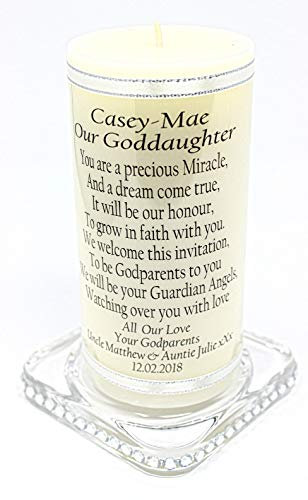 Personalised Poem Candle for Godson Goddaughter Christening Baptism gift by Cellini Candles