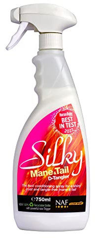 NAF Silky Mane & Tail D-Tangler Spray – 750ml Deluxe Conditioning Detangler for Horses – Smooth, Shiny, Tangle-Free Finish – Non-Greasy, Dust-Repellent Formula