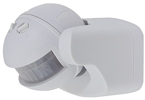 Poly Pool PP1481 Rilevatore di Presenza a Raggi Infrarossi Con Sensore Crepuscolare Ad Accensione Automatica Nelle Ore Notturne e Con Interruttore Per Regolare il Tempo di Accensione 230 V Bianco