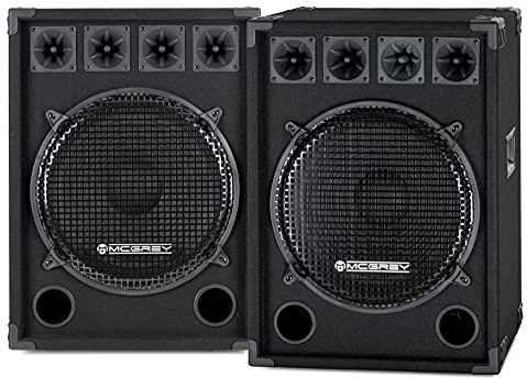 McGrey Paar DJ-1522 DJ PA Lautsprecher Box 38cm (15“) Subwoofer 1600W (Passiv, 2-Wege System, Holzgehäuse)
