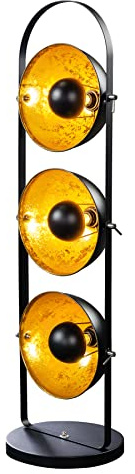 Design Stehlampe STUDIO schwarz gold Metall 3 Lampenschirme Lampe Blattgold Optik Stehleuche Bodenlampe Wohnzimmer Beleuchtung