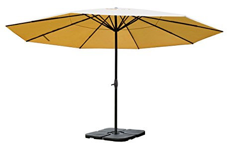 Mendler Sonnenschirm Meran Pro, Gastronomie Marktschirm ohne Volant Ø 5m Polyester/Alu 28kg mit Ständer - creme