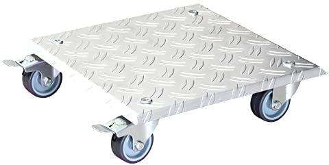 WAGNER Soporte con ruedas para plantas ALASKA 28 x 28 x 7,5 cm I Carro para exterior+interior I Base de Aluminio para flores con ruedas I 2 frenos I Carga max. 150 kg I Fabricado en Alemania- 20700401