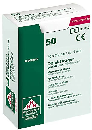 Objektträger Economy geschliffen 90° Grad Mattrand 75x25x1mm zellophaniert 50 St/Box