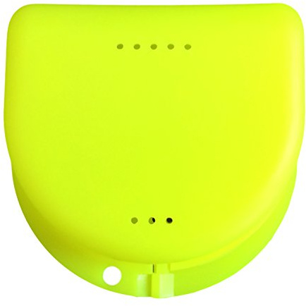Étui de rangement pour appareil dentaire, protège-dents, gouttière anti-bruxisme, dentier, etc. (jaune citron translucide)