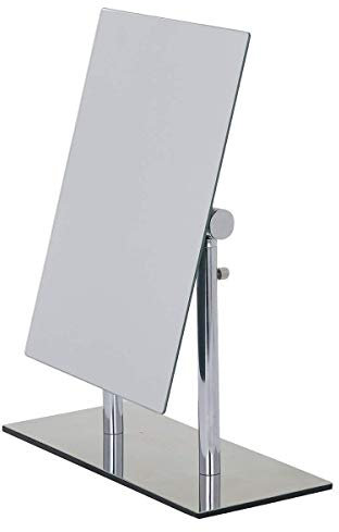 WENKO Specchio cosmetico da appoggio Pinerolo - pieghevole, Acciaio, 23 x 27-35 x 10 cm, Cromo