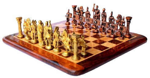 StonKraft -15 x 15 - Rosewood Chess Game Board Set with Brass Roman Chess Pieces,for adult