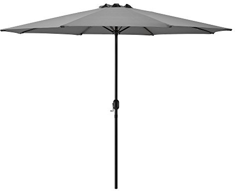 casa.pro Ombrellone da Giardino con Palo Centrale e Meccanismo a Manovella Tela Ampia Ø300 cm in Poliestere Resistente UV Altezza 230 cm Grigio