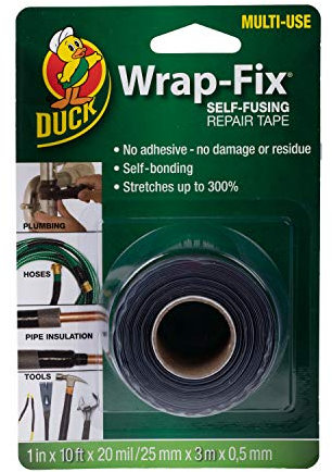 Duck Tape Wrap-Fix Self-Fusing Repair Tape | Self Amalgamating | Self Bonding for Plumbing | Leaking Pipe Repair Tape | Rubber Tape | Waterproof Black 25mm x 3m