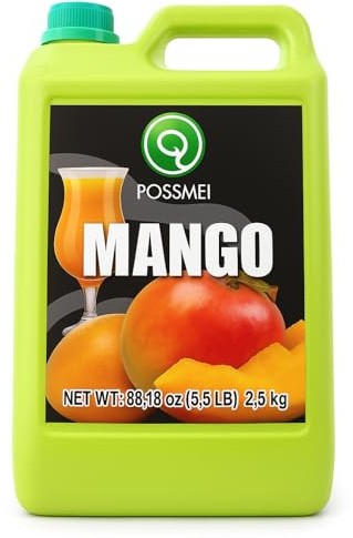 POSSMEI Sirope de Mango 2.5 kg – Concentraco Profesional para Bebidas, Cocteles, Smoothies, Postres y Helados – Apto Vegano, Sabor Tropical Intenso