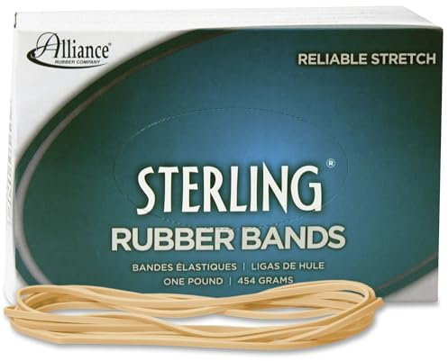 Alliance Rubber 25405 Sterling Rubber Bands Size #117B, 1 Pound Box Contains Approx. 250 Bands (7 x 1/8, Natural Crepe) Beige