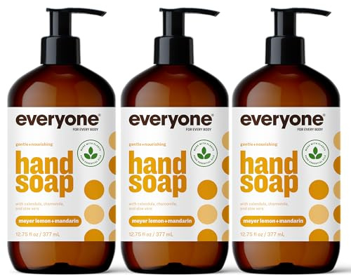 Everyone Liquid Hand Soap, 12.75 Ounce (Pack of 3), Meyer Lemon and Mandarin, Plant-Based Cleanser with Pure Essential Oils