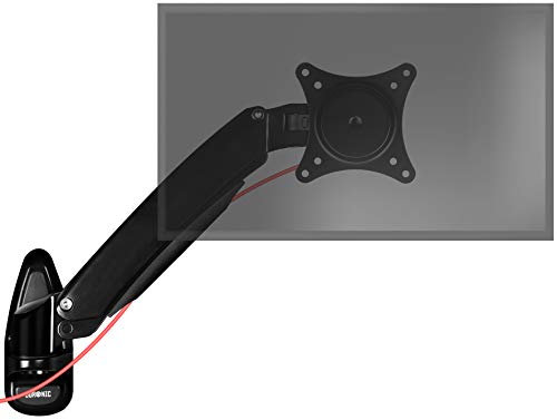 Duronic Monitor Arm Stand Desk Mount Single DM55W1X1 Wall Mounted | Spring Bracket for PC Screen Riser For 1 Display 15-32 Inch VESA 75 100 | 21 22 24 27 32 Inches