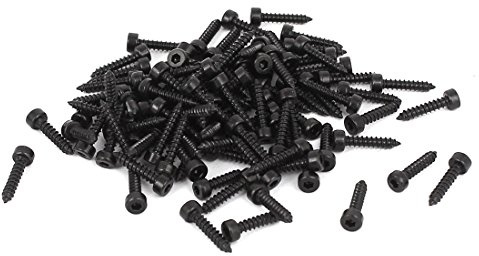sourcing map Tornillos autorroscantes de cabeza hexagonal de acero al carbono roscado de 2 mm x 10 mm 100 piezas