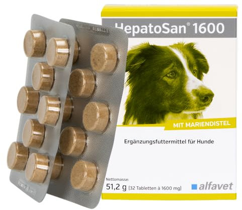 Alfavet HepatoSan 1600, unterstützt den Leberstoffwechsel, Nahrungsergänzung für Hunde, 32 Tabletten à 1600mg