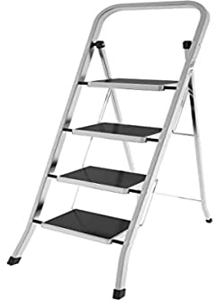 Colombo G110AT4W Scaletta Sgabello Factotum, Alluminio, 4 Gradini, Argento